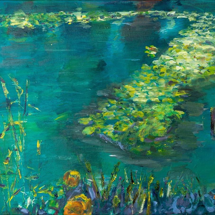 Seerosenfeld in der Gümse - Acryl - 60 x 50 cm (2023)